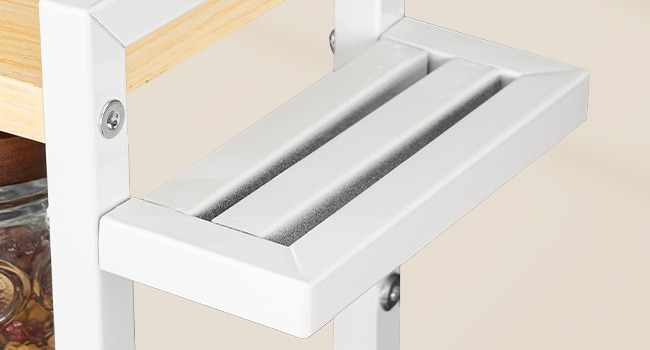 3-رف توابل من الطبقة مع 3 السنانير وحامل السكاكين, منظم المطبخ كونترتوب, تخزين متعدد الوظائف للتوابل, أواني, مناسبة للمطبخ, غرفة العشاء, حمام, خشب & أبيض