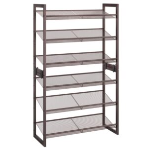 Metal Shoe Rack, 6 Tier Shoe Rack for Closet, Holds 18-24 Pairs of Shoes, 29.5" W x 11.6" D x 24" H, Stackable, for Entryway, Hallway, Living Room Bronze