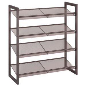 metal shoe rack, 4 tier shoe rack for closet, holds 12-16 pairs of shoes, 29.5" w x 11.6" d x 31.5" h, stackable, for entryway, hallway, living room bronze