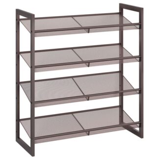 metalen schoenenrek, 4 Laagschoenrek voor kast, in bezit 12-16 paren schoenen, 29.5" W x 11.6" D x 31.5" H, stapelbaar, Voor ingang, gang, Woonkamer brons