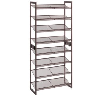 رف الأحذية المعدنية, 8 رف الأحذية الطبقة للخزانة, يحمل 24-32 أزواج من الأحذية, 29.5" ث × 11.6" D X 63" ح, سهل التخزين, للدخول, المدخل, غرفة المعيشة البرونز