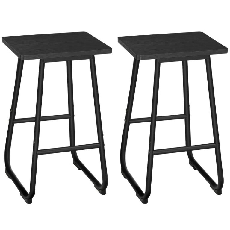 شريط براز, 26'' براز بار مع مسند القدمين, مجموعة من 2 كراسي بار الصناعية, براز شريط عداد المطبخ, براز بار الإفطار للحانة, غرفة العشاء, حاجِز, التجميع سهل, أسود