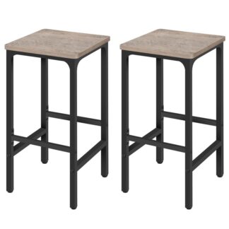 شريط براز, مجموعة من 2 كراسي شريط صناعية مستطيلة, 27.6" براز بار طويل القامة, براز بار الإفطار المطبخ مع مسند القدمين, تجميع سهل, لغرفة الطعام, حاجِز, رمادي