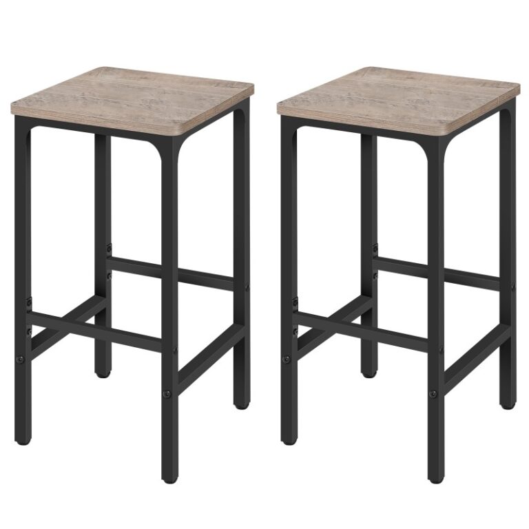 شريط براز, مجموعة من 2 كراسي شريط صناعية مستطيلة, 27.6" براز بار طويل القامة, براز بار الإفطار المطبخ مع مسند القدمين, تجميع سهل, لغرفة الطعام, حاجِز, رمادي