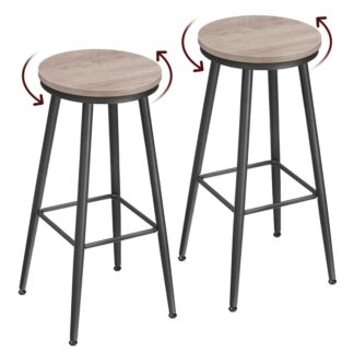 شريط براز, براز شريط دوار, مجموعة من 2 كراسي شريط العداد الدوارة, 26.6" براز بار الإفطار المطبخ مع مسند القدمين, براز شريط الجولة الصناعية, للحانة, حاجِز, رمادي