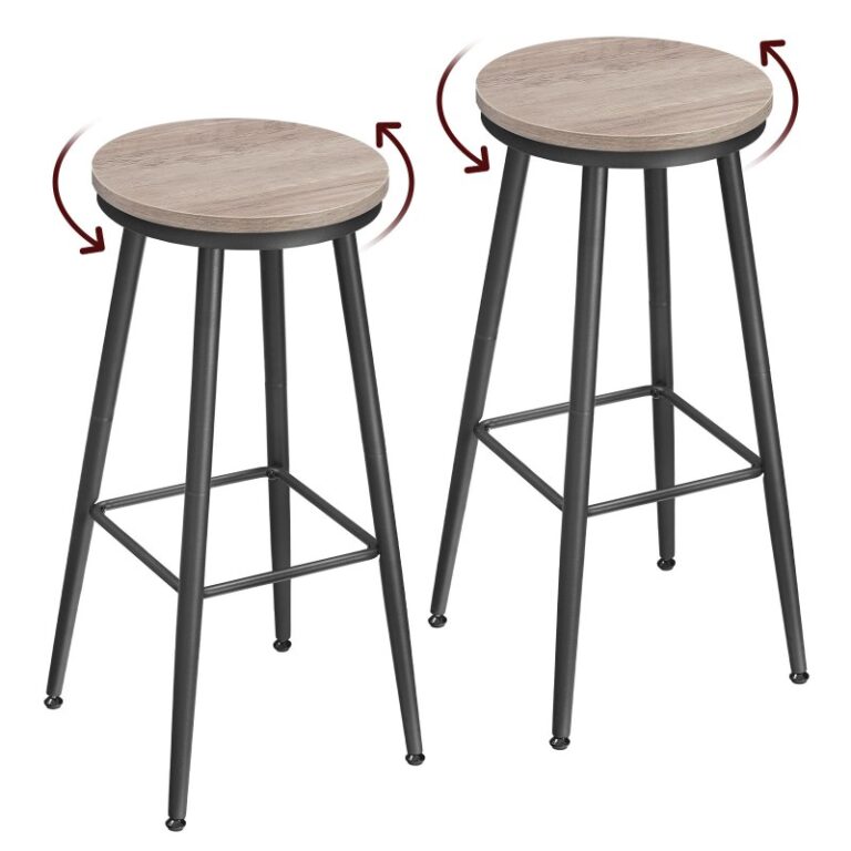 شريط براز, براز شريط دوار, مجموعة من 2 كراسي شريط العداد الدوارة, 26.6" براز بار الإفطار المطبخ مع مسند القدمين, براز شريط الجولة الصناعية, للحانة, حاجِز, رمادي