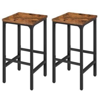 شريط براز, مجموعة من 2 كراسي شريط صناعية مستطيلة, 27.6" براز بار طويل القامة, براز بار الإفطار المطبخ مع مسند القدمين, تجميع سهل, لغرفة الطعام, حاجِز, ريفي براون