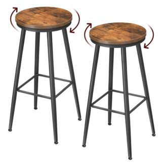 شريط براز, براز شريط دوار, مجموعة من 2 كراسي شريط العداد الدوارة, 26.6" براز بار الإفطار المطبخ مع مسند القدمين, براز شريط الجولة الصناعية, للحانة, حاجِز, ريفي براون