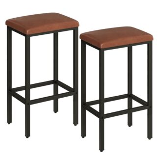 مجموعة مقاعد البار 2, بو براز بار منجد, 26.8-مقاعد بار المطبخ بوصة مع مسند للقدمين, للمطبخ, غرفة الجلوس, حاجِز, أقدام قابلة للتعديل, تجميع سهل, البني والأسود