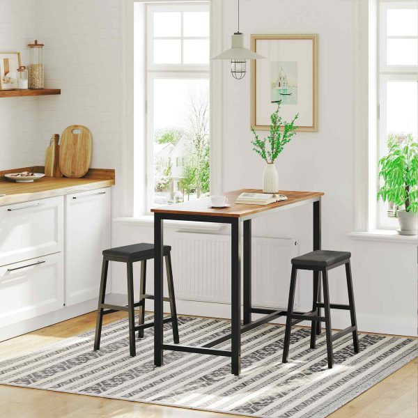 Set of 2 Black PU Leather Bar Stools, Upholstered Breakfast Stools with Ergonomic Design, Easy Assembly, Suitable for Kitchen, Bar and Dining Room