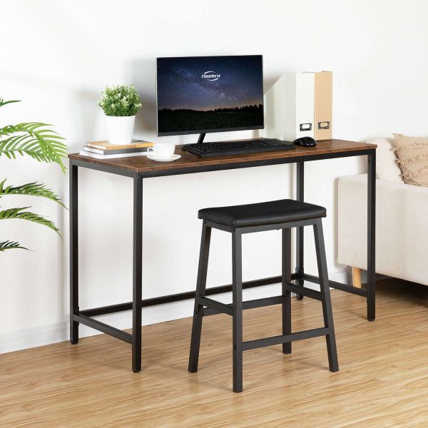 Set of 2 Black PU Leather Bar Stools, Upholstered Breakfast Stools with Ergonomic Design, Easy Assembly, Suitable for Kitchen, Bar and Dining Room