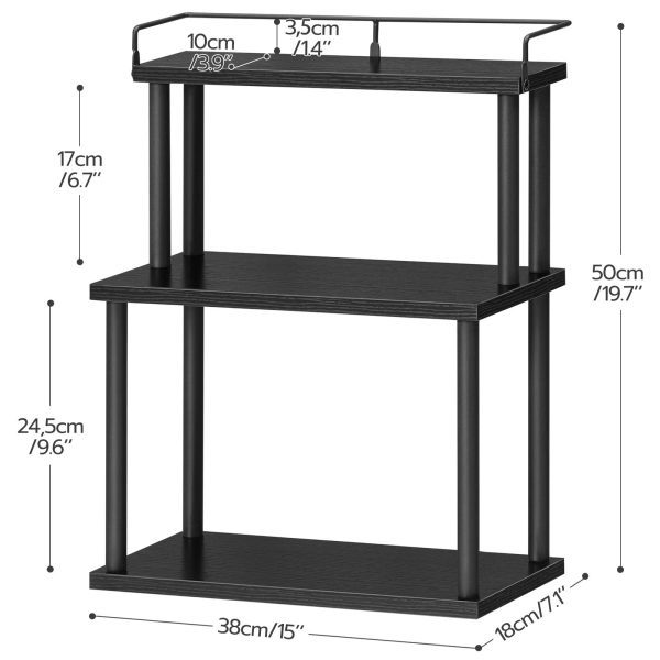 3-Tier Freestanding Spice Rack Organizer, Desktop Countertop Storage Rack for Kitchen, Office, Study Room and Living Room, Black