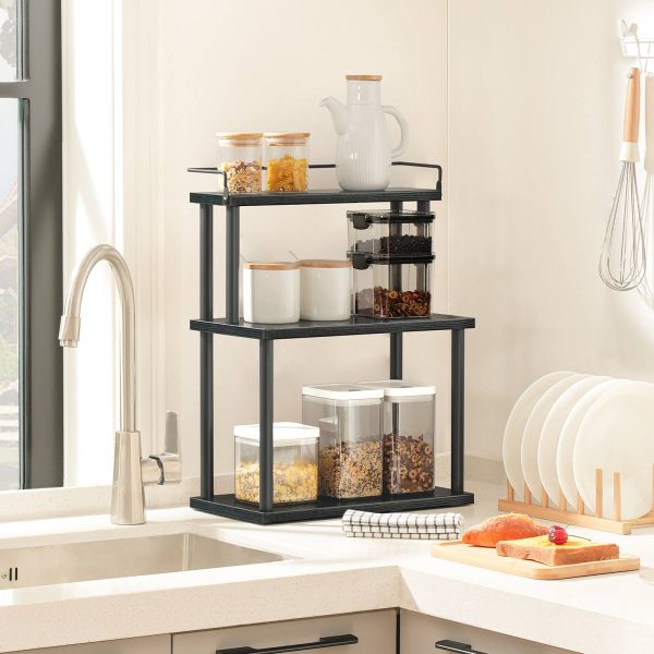 3-Tier Freestanding Spice Rack Organizer, Desktop Countertop Storage Rack for Kitchen, Office, Study Room and Living Room, Black