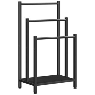 Freistehender Handtuchrack, 3 Tier -Decken -Leiterhalter für Badezimmer, 16.9" L x 11" W x 31,9" H, Deckenständer aus Metall, industrielles Trocknen und Display -Rack mit Regal, Schwarz