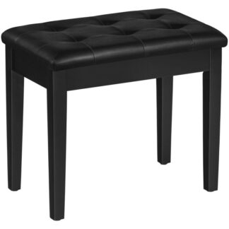 مقعد البيانو مع وسادة مبطنة وحجرة تخزين لورقة الموسيقى, مقعد الموسيقى, براز البيانو, كرسي الغرور, يحمل 300 رطل, 21.9 x 13.6 س 19.3 بوصة, أسود