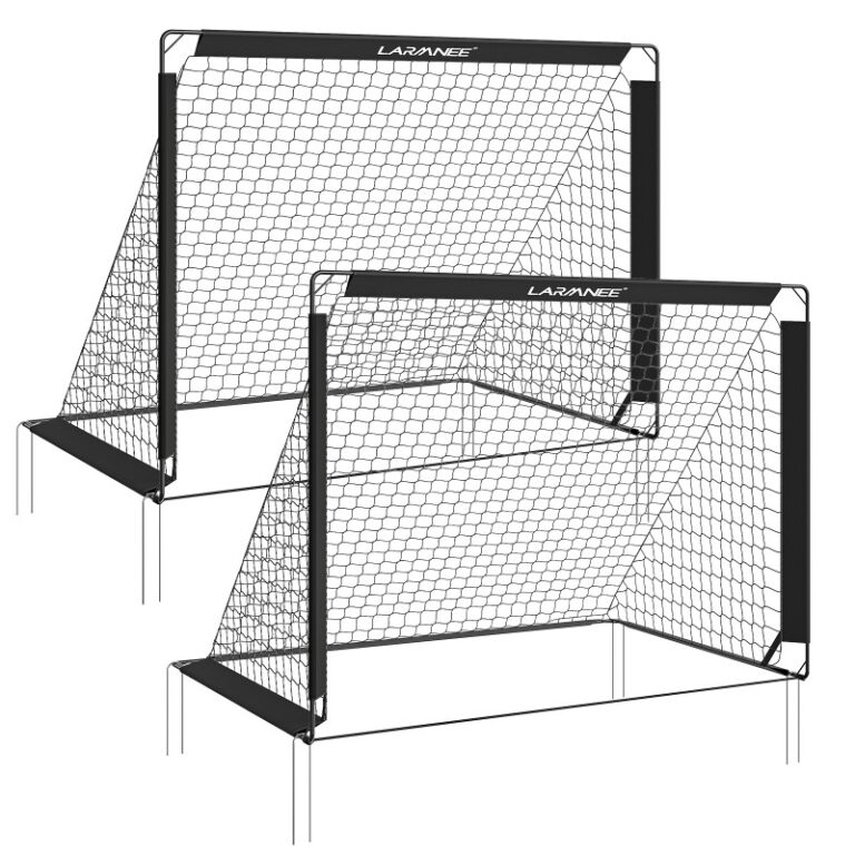 Fußballziele für Kinder, 2 Pack, Fußball -Tor Trainer, Tragbare faltbare Fußballziele, 2-In-1-Fußballziele mit Tormauer, 5 Löcher, Tragetasche, Gemahlene Nägel, für Garten
