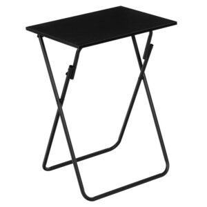 Side Table, Small Folding Table, TV Dinner Tray Table, Folding Side Table, Snack Table for Eating, Small Side Table Living Room, Laptop Coffee Table for Small Spaces, Black