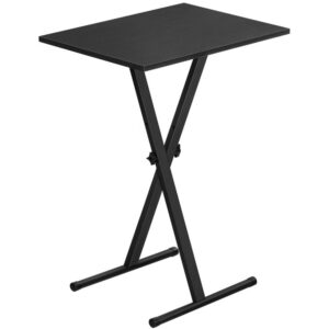 folding tv tray, adjustable height folding tv dinner table, tv tray table with metal frame, for small spaces, stable, easy to assemble, suitable for living room, bedroom, black