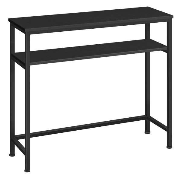 Console Table with Adjustable Shelf, 80cm Slim Hallway Table, 2-Tier Industrial Storage Sofa Table, Estrutura resistente, Preto, para sala de estar, Corredor, Escritório