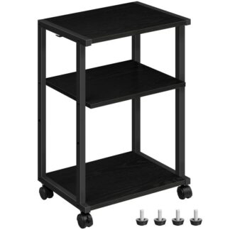 soporte para impresoras industriales, carro rodante para impresora, 3-mesa de la impresora de nivel con estante y gancho ajustables, Adecuado para la oficina en casa