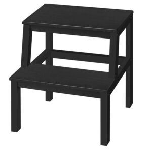 Step Stool for Kids, Kids Potty Training Stool with Handles, Non-Slip Pads for Safety, Large and Thick Steps, Two Step Toddler's Stool, for Sink, Bathroom, Bedroom, Black