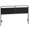 King-Size Wooden Panel Headboard, Height-Adjustable Design with Metal Frame, Black Finish