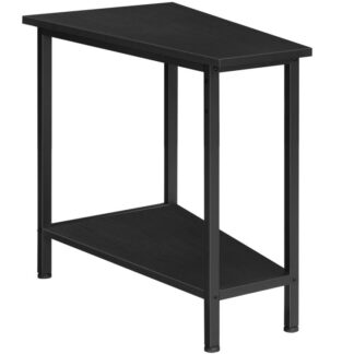 طاولة نهاية إسفين أسود, طاولة جانبية إسفين مع مساحة تخزين, طاولة لهجة المثلث الصناعي للمساحة الصغيرة, ركن, غرفة الجلوس, شقة