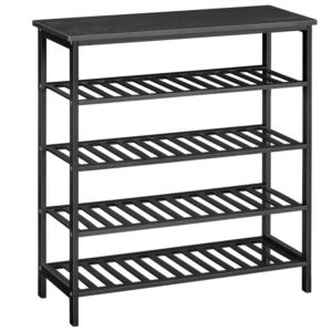bamboo shoe shelf, 5-tier shoe rack for entryway, 29.5" l x 11.8" w x 31.5" h, holds 16-20 pairs of shoes, multifunctional bamboo shoe shelf storage, stable and study, for closet, black,
