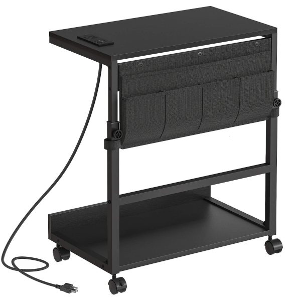 Multi-Functional Adjustable PC Tower Stand with Integrated Charging Station, Mobile CPU Holder with Locking Casters & Storage Pockets, Under-Desk Computer Tower Support for Home Office & Bedroom