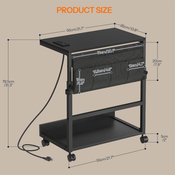 Multi-Functional Adjustable PC Tower Stand with Integrated Charging Station, Mobile CPU Holder with Locking Casters & Storage Pockets, Under-Desk Computer Tower Support for Home Office & Bedroom