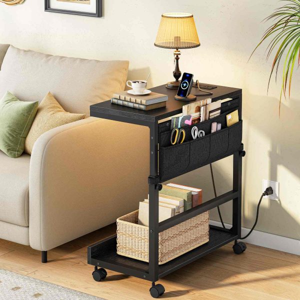Multi-Functional Adjustable PC Tower Stand with Integrated Charging Station, Mobile CPU Holder with Locking Casters & Storage Pockets, Under-Desk Computer Tower Support for Home Office & Bedroom