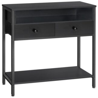 80 Πίνακας κονσόλας Long CM, Πίνακας εισόδου με 2 Υφασμάτινα Συρτάρια&Αποθήκευση, Τραπέζι διάδρομου, Στενό τραπέζι καναπέ, Εμφάνιση πίνακα, για το διάδρομο, Καθιστικό, Δίδρομος, Μαύρος