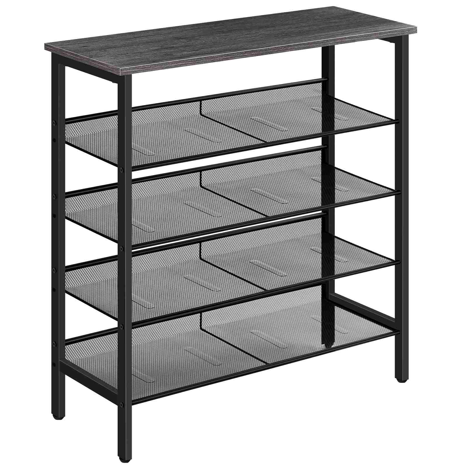 5-Sapateira ajustável em camadas, Plano & Unidade de armazenamento de prateleira de malha inclinada, Acomoda 16 Pares, Estrutura Estável Durável, Estilo Industrial, CHINHA CHINE, para entrada, Corredor, Armário, Dormitório - Imagem 2