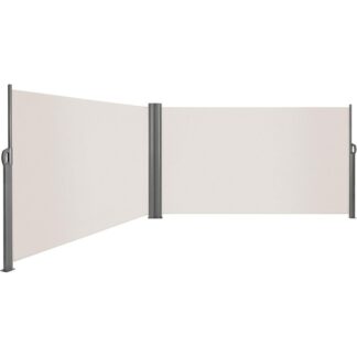 Διπλή πλευρά τέντα, Επεκτάσιμος, 180 x 600 εκ, Οθόνη απορρήτου, Ανεξάρτητος, Αντιηλιακή προστασία, Αδιαφανής, Πλευρικός κύλινδρος για μπαλκόνι, Πλακόστρωτη εσωτερική αυλή, Κήπος, Μπεζ