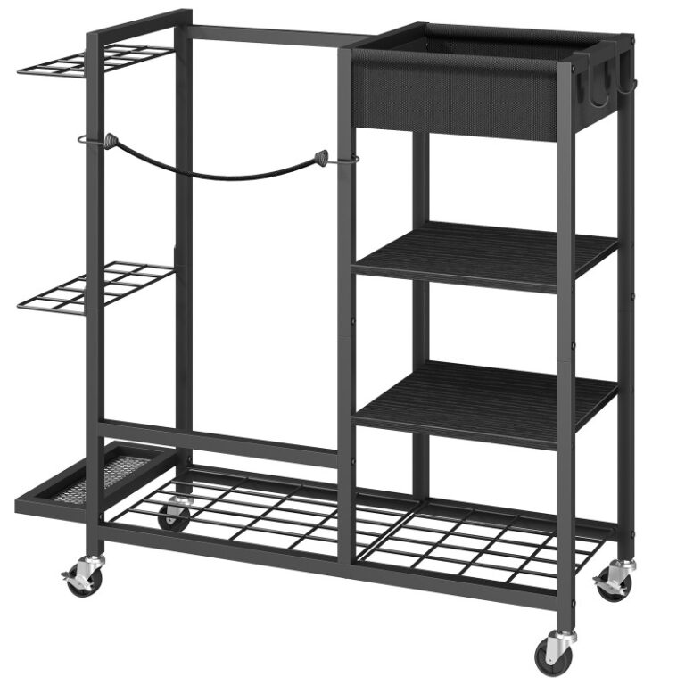 Black Golf Storage Organizer для гаража, Смешайте сумку для гольфа для единичной сумки для гольфа и аксессуаров оборудования, Отдельно стоящий держатель гольф -клуба для гаража, Сбрасывать, Дом, Подвал