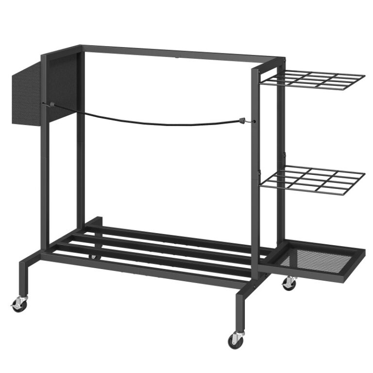 Black Golf Bag Organizer voor garage, Opslag van metalen golftas past bij 2 Golftassen, Vrijstaande golfclubhouder voor garage, Schuur, Thuis, Kelder, Andere accessoires voor golfapparatuur