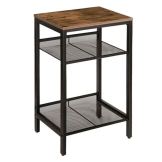 βοηθητικό τραπέζι, 3-Τραπέζι τελικού λάμπα της βαθμίδας με ρυθμιζόμενα ράφια ματιών, για διάδρομο γραφείου ή σαλόνι, Σύγχρονα έπιπλα έμφασης, ψηλός και στενός, ρουστίκ καφέ και μαύρο