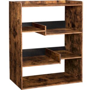 wooden bookcase, freestanding display bookshelf, display cabinet with open shelves, storage unit for living room, study, bedroom, small spaces, rustic brown