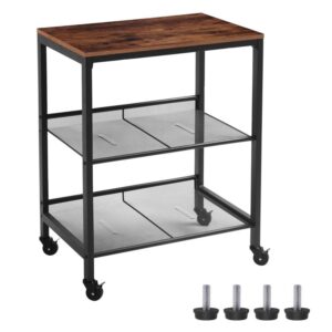 serving cart, 3-tier kitchen bar cart on wheels, storage shelves with brakes, leveling feet, utility cart for kitchen and living room, bedroom, entryway, easy assembly