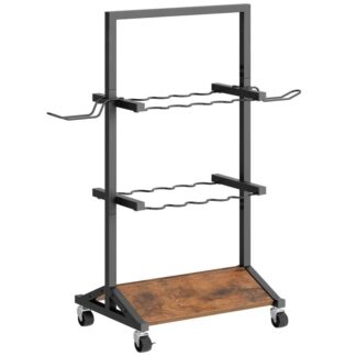 Fischereistäle, Angelrutenhalter, Tragbarer Angelrutenständer, Geschäfte 10 Angelruten, Rollender Angelruten-Organizer, für Garage, Lagerung, Rustikalbraun und schwarz