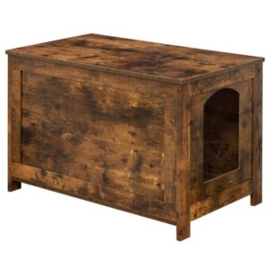 litter box enclosure, cat litter box furniture hidden, flip top washroom storage bench, with divider enlarge house nightstand for fat cat, rustic brown