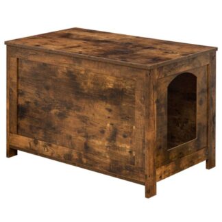 enclos pour bac à litière, meubles de litière pour chats cachés, banc de rangement des toilettes à bascule, avec le diviseur Agrandir la table de nuit pour la maison pour le chat gras, marron rustique