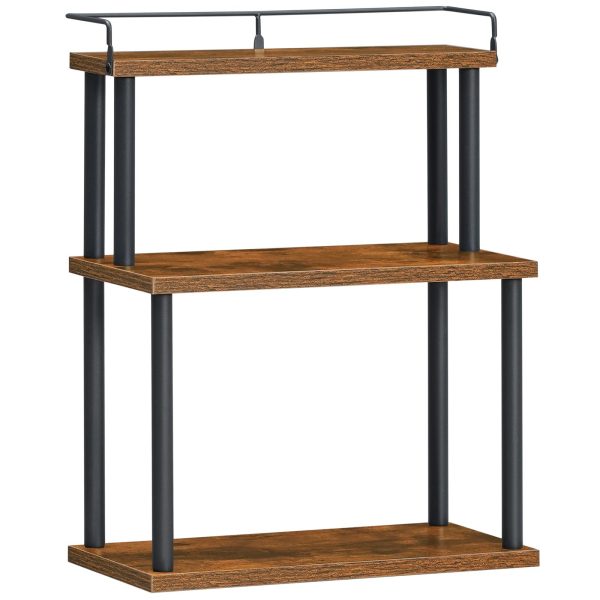 3-Tier Spice Rack Organizer, Rustic Brown & Black Freestanding Countertop Storage Rack, Multifunctional Desktop Organizer for Kitchen, Office Desk, Study Room and Living Room