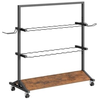 Suporte para vara de pesca, Rack de barra de pesca portátil, Lojas 20 Hastes de pesca, Organizador da haste de pesca, para garagem, Armazenar, Marrom rústico e