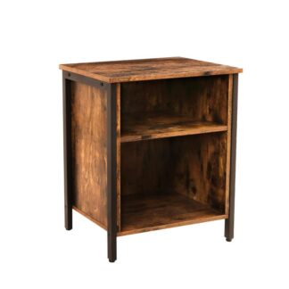 Nachttisch, 3 Stufe Seitentisch mit offenen Lagerregalen, Holz -Look -Akzentmöbel mit stabilem Metallrahmen, 19.7"l x 15.8"w x 24"h, rustikales Braun