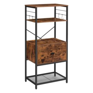 baker's rack, kitchen rack with adjustable up and down storage cabinet, bookshelf, file cabinet, industrial cupboard 4-layer racks for microwave oven, for kitchen, office, rustic brown