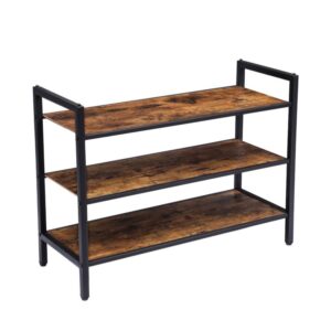 Small Shoe Rack for Entryway, 3-Tier Stackable Shoe Shelf, Industrial Shoe Storage Organizer with 3 Shelves, Ideal for Hallway, Closet, Bedroom, Entryway, Dorm Room, Durable and Easy Assembly