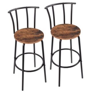 براز بار مع الظهر, مجموعة من 2 كراسي غرفة الطعام, 27.8 البراز بار البار, كراسي بار الإفطار, صلبة ومستقرة, التجميع سهل, بني ريفي أسود