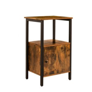 side table, telephone table with storage cupboard and open compartment, printer stand, for living room, bedroom, office, hallway, stable and robust, rustic brown