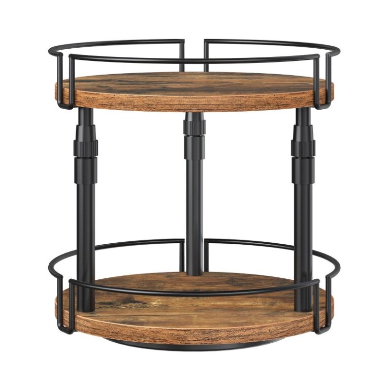 Rack d'épices de l'organisateur de Susan paresseux, 2-Tier Rustic Brown High Roting Rotating Lazy Turnitable Spice Organisateur, pour comptoir et armoire de cuisine